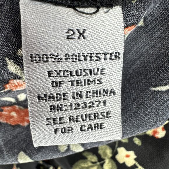 J For Justice Sz 2X Black Floral Off The Shoulder Babydoll Top - Picture 5 of 6